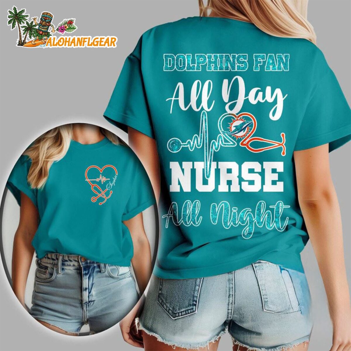 Miami Dolphins All Day Nurse All Night Unisex 3D T Shirt