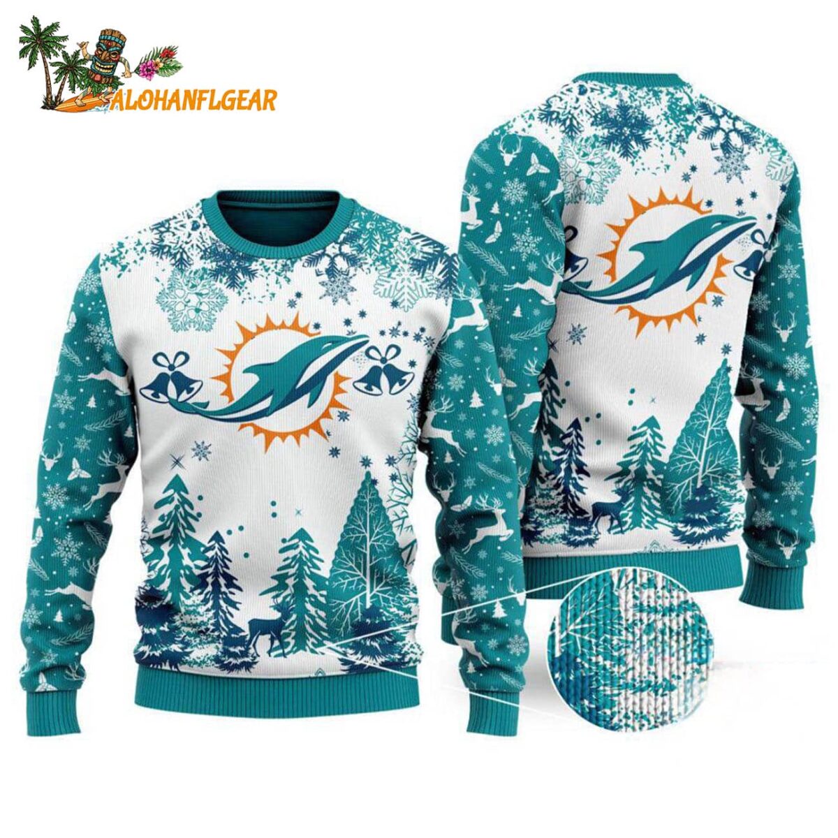 Miami Dolphins Logo Football Team Special Xmas Tree Christmas Ugly Sweater