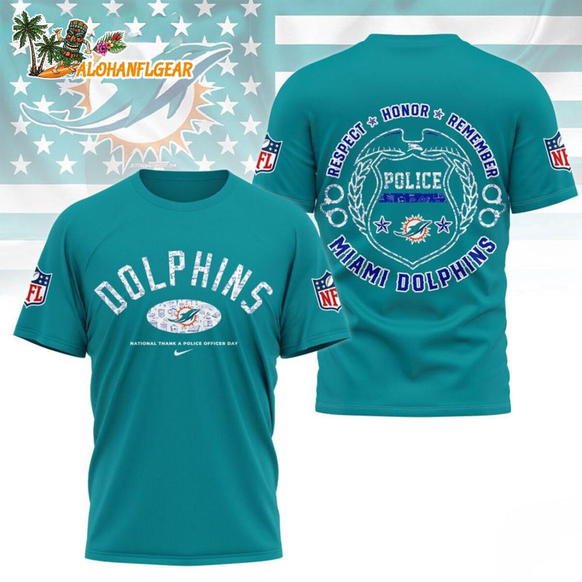 Miami Dolphins National Thank A Police Officer Day Unisex 3D T Shirt