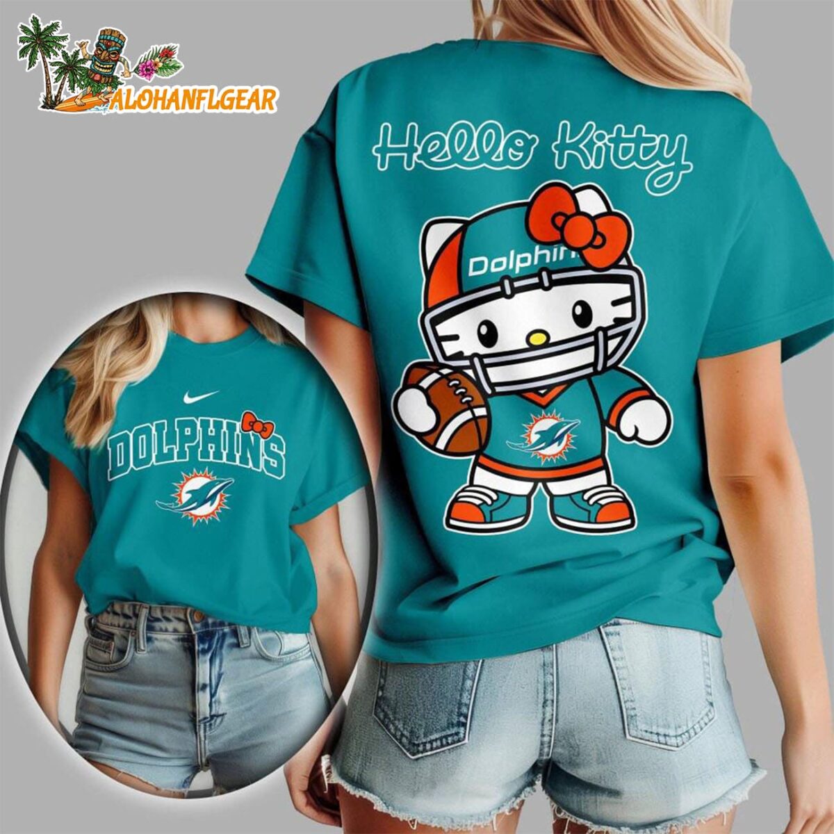 Miami Dolphins X Hello Kitty All Over Print T Shirt
