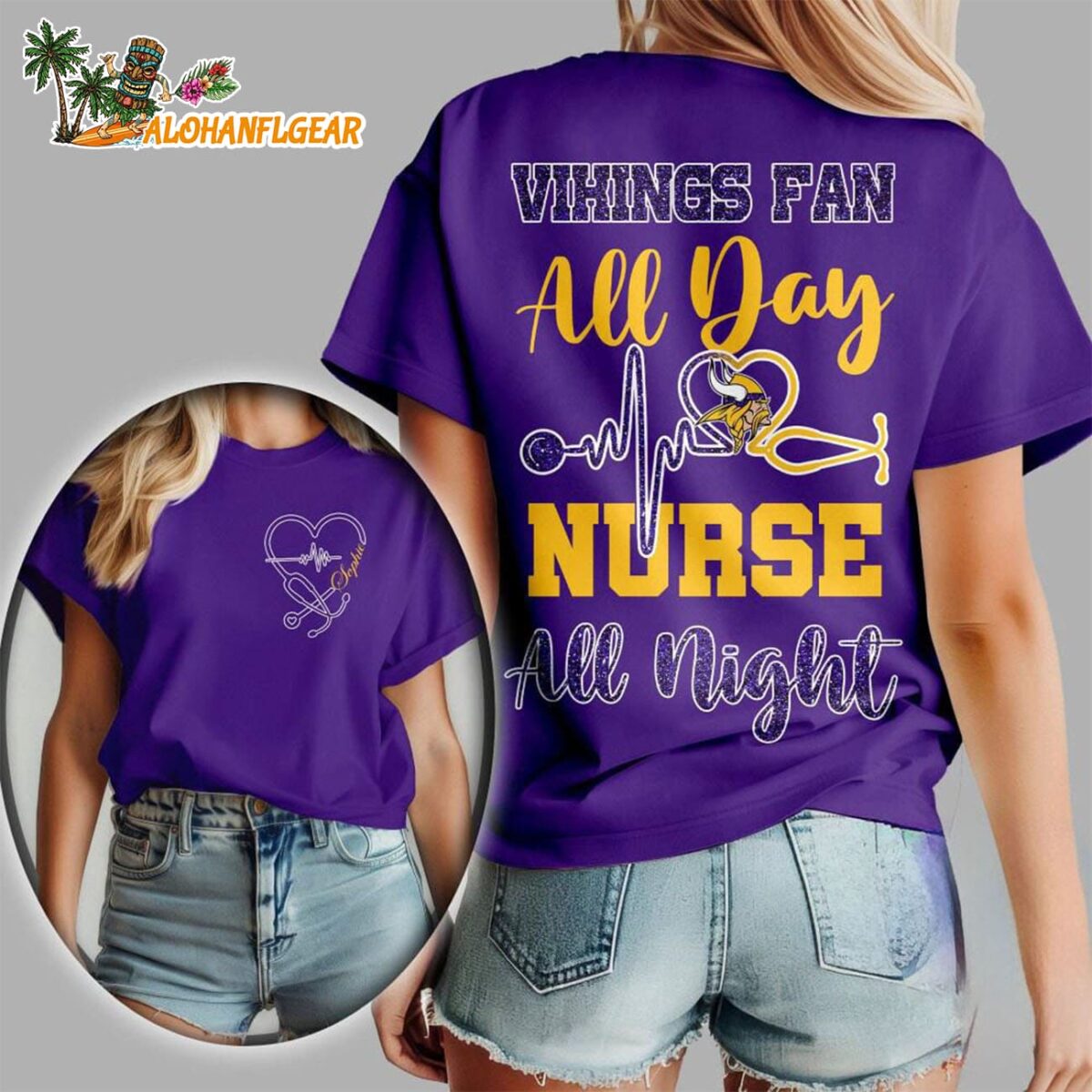 Minnesota Vikings All Day Nurse All Night Unisex 3D T Shirt
