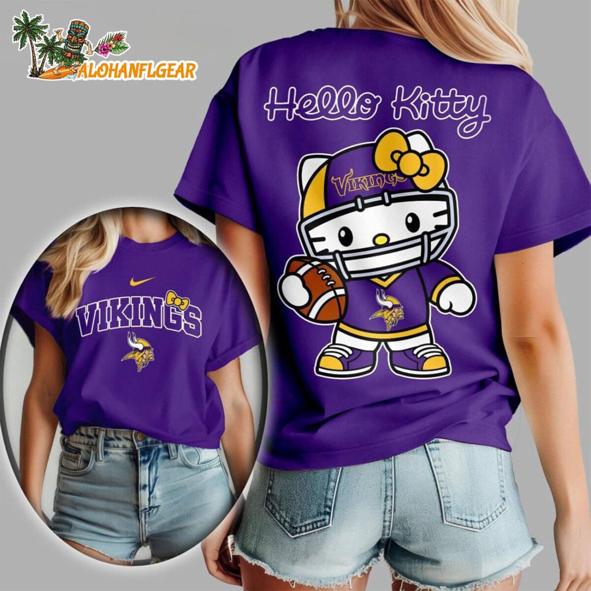 Minnesota Vikings X Hello Kitty All Over Print T Shirt