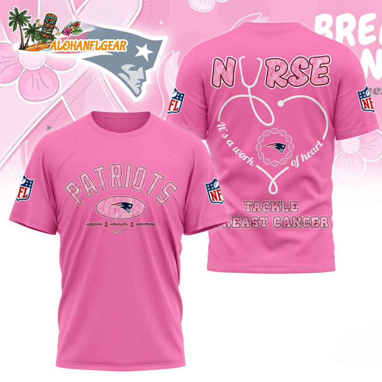 New England Patriots Nurse Breast Cancer Awareness Limited Ediition 3D T-Shirt New England Patriots Nurse Breast Cancer Awareness Limited Ediition 3D T-Shirt