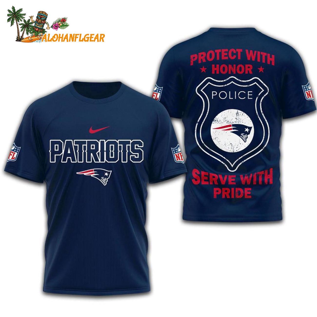 New England Patriots Protech With Honor Police Serve With Pride 3D T-Shirt New England Patriots Protech With Honor Police Serve With Pride 3D T-Shirt