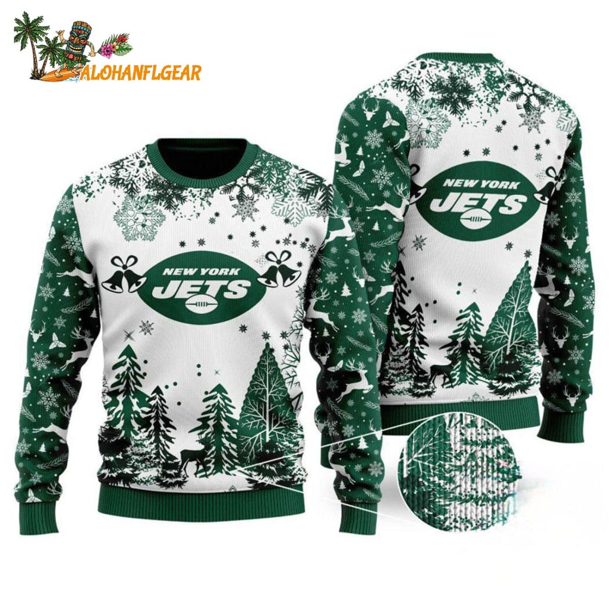 New York Jets Logo Football Team Special Xmas Tree Christmas Ugly Sweater