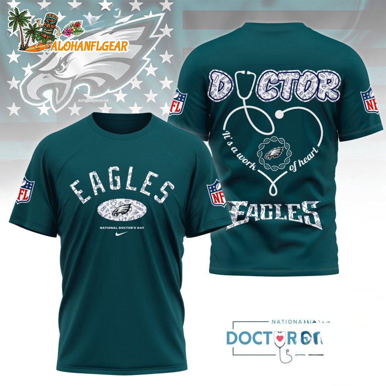 Philadelphia Eagles National Doctors Day Unisex 3D T-Shirt Philadelphia Eagles National Doctors Day Unisex 3D T-Shirt