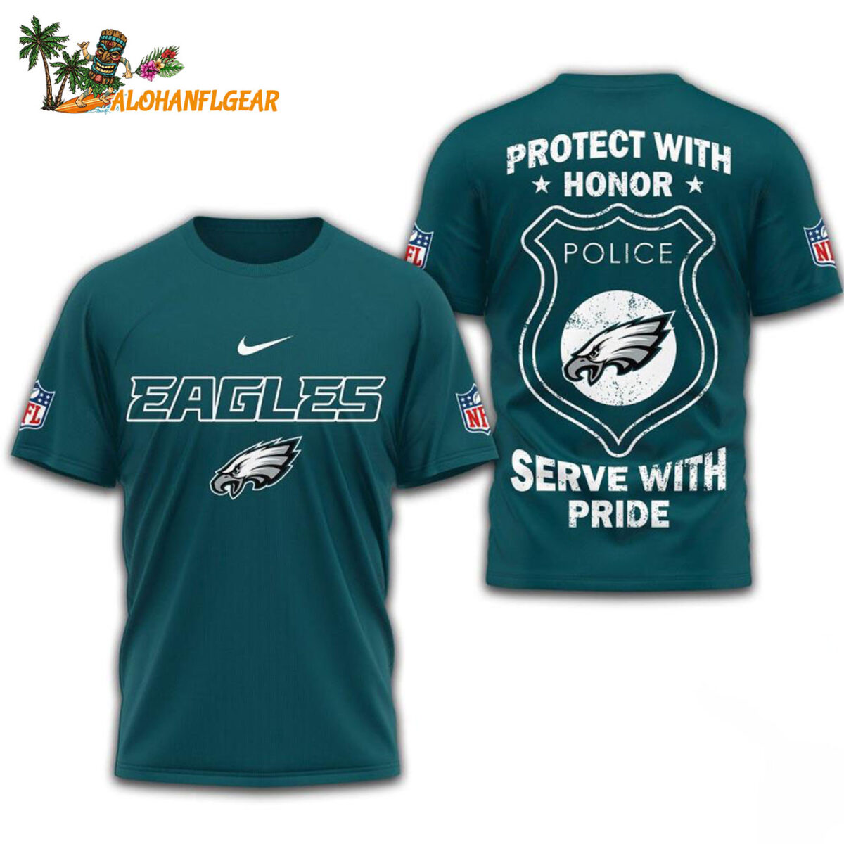 Philadelphia Eagles Protech With Honor Police Serve With Pride 3D T Shirt