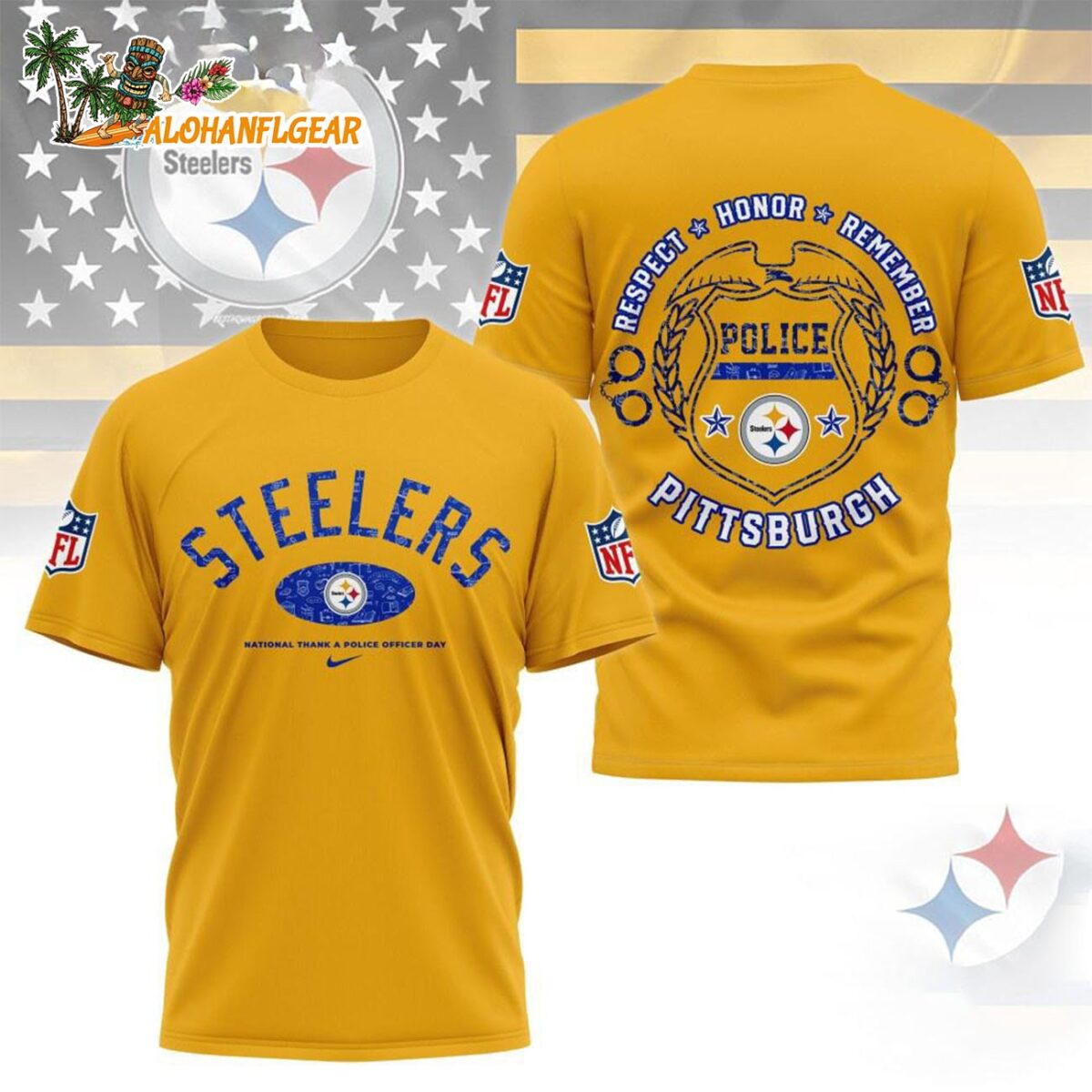 Pittsburgh Steelers National Thank A Police Officer Day Unisex 3D T Shirt