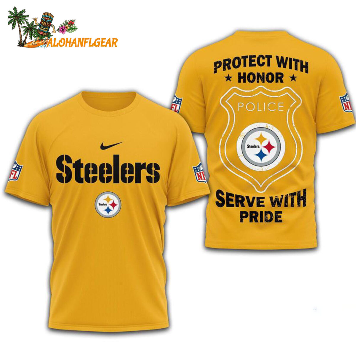 Pittsburgh Steelers Protech With Honor Police Serve With Pride 3D T Shirt