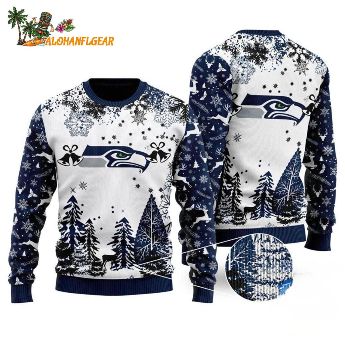 Seattle Seahawks Logo Football Team Special Xmas Tree Christmas Ugly Sweater