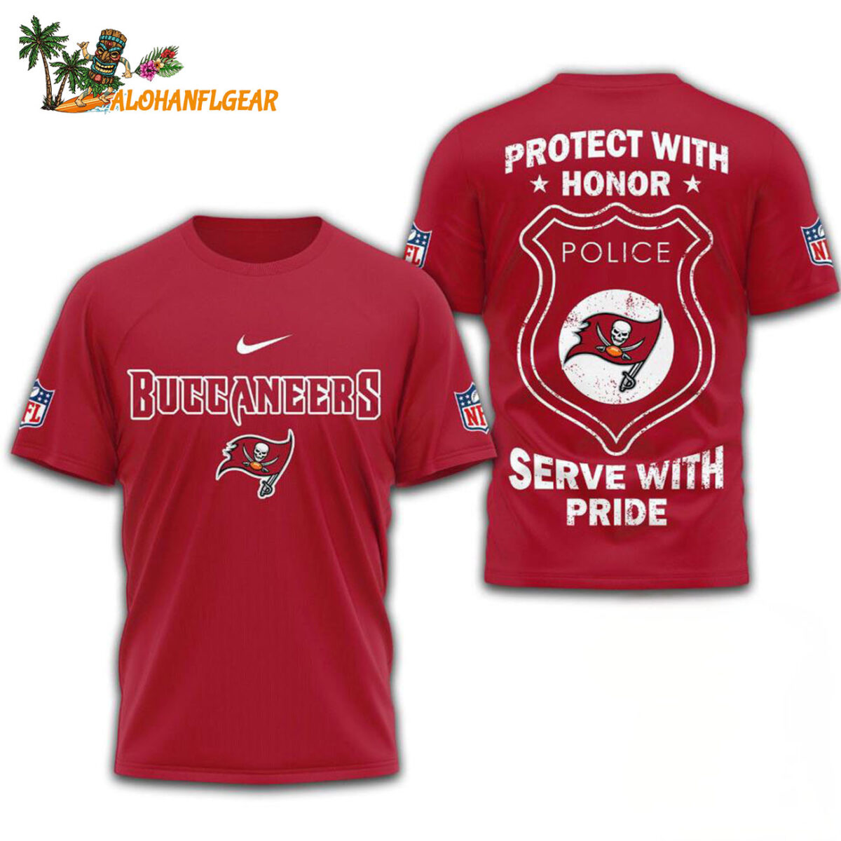 Tampa Bay Buccaneers Protech With Honor Police Serve With Pride 3D T Shirt