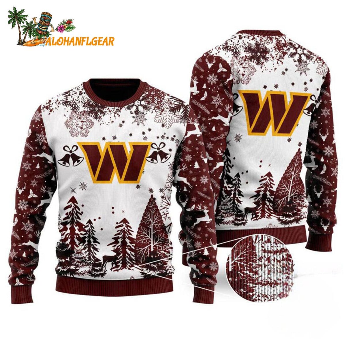 Washington Commanders Logo Football Team Special Xmas Tree Christmas Ugly Sweater