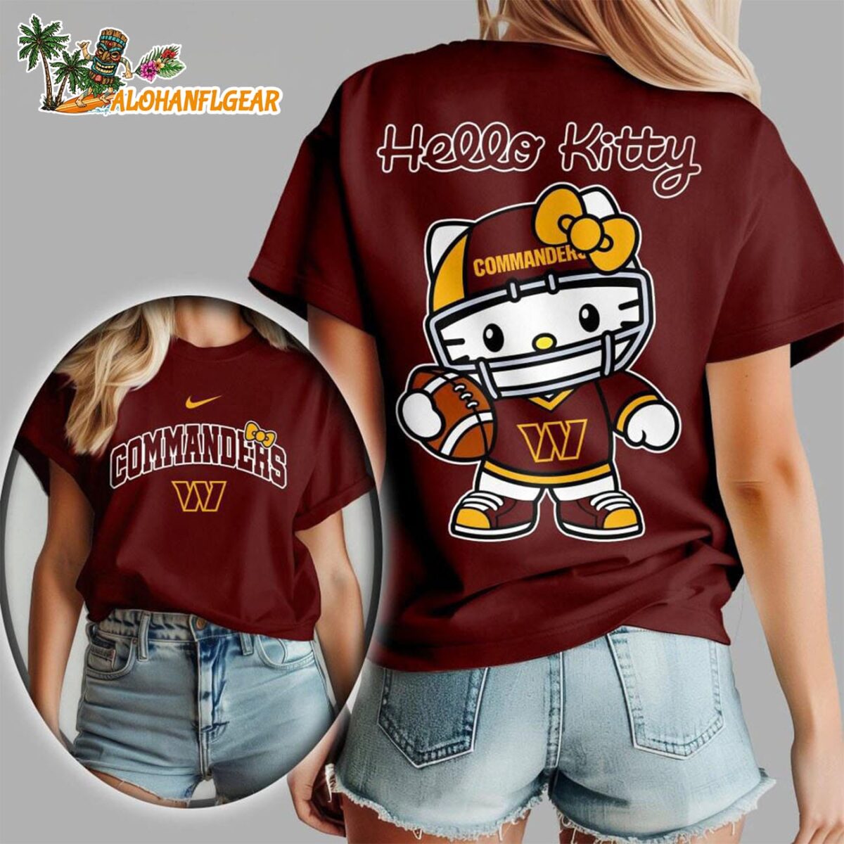 Washington Commanders X Hello Kitty All Over Print T Shirt