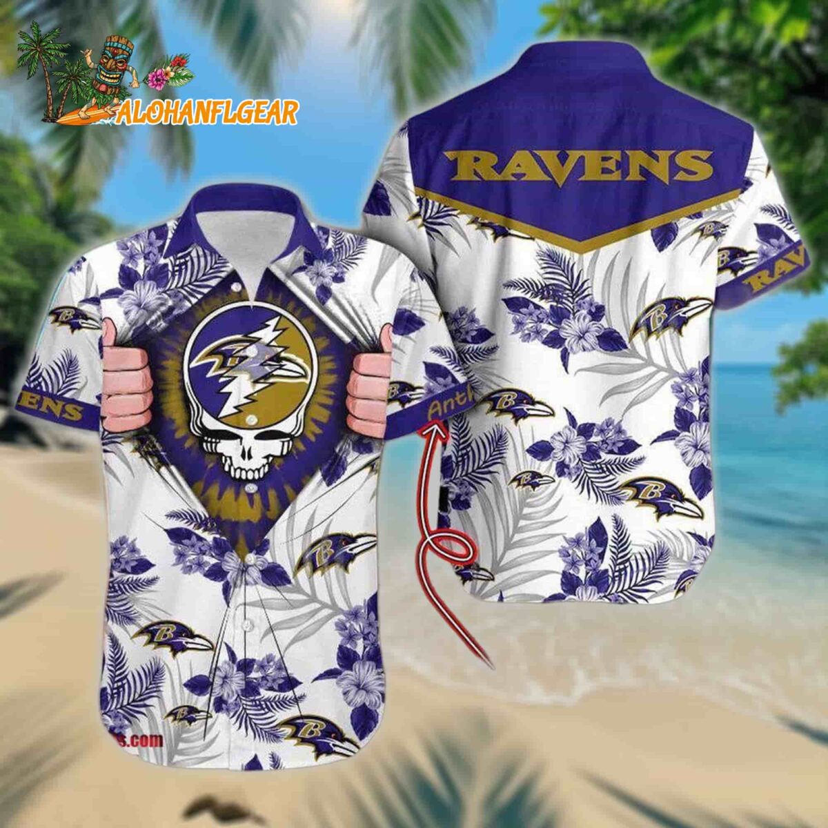 NFL Baltimore Ravens Grateful Dead Personalized Unisex Hawaiian Shirt