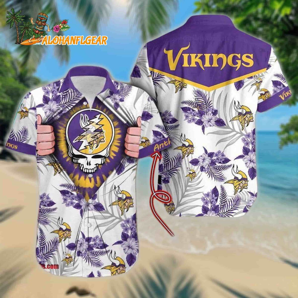 NFL Minnesota Vikings Grateful Dead Personalized Unisex Hawaiian Shirt