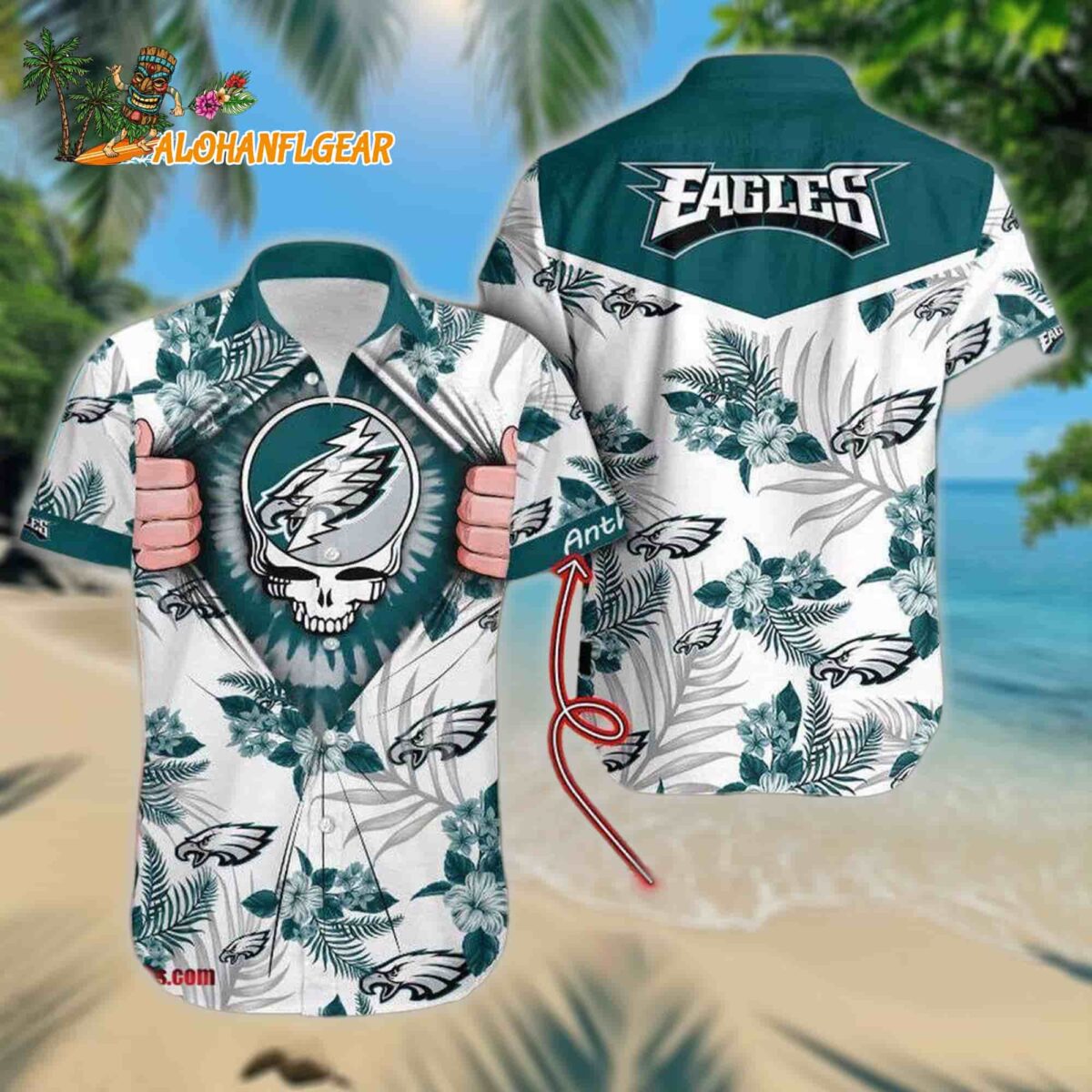 NFL Philadelphia Eagles Grateful Dead Personalized Unisex Hawaiian Shirt