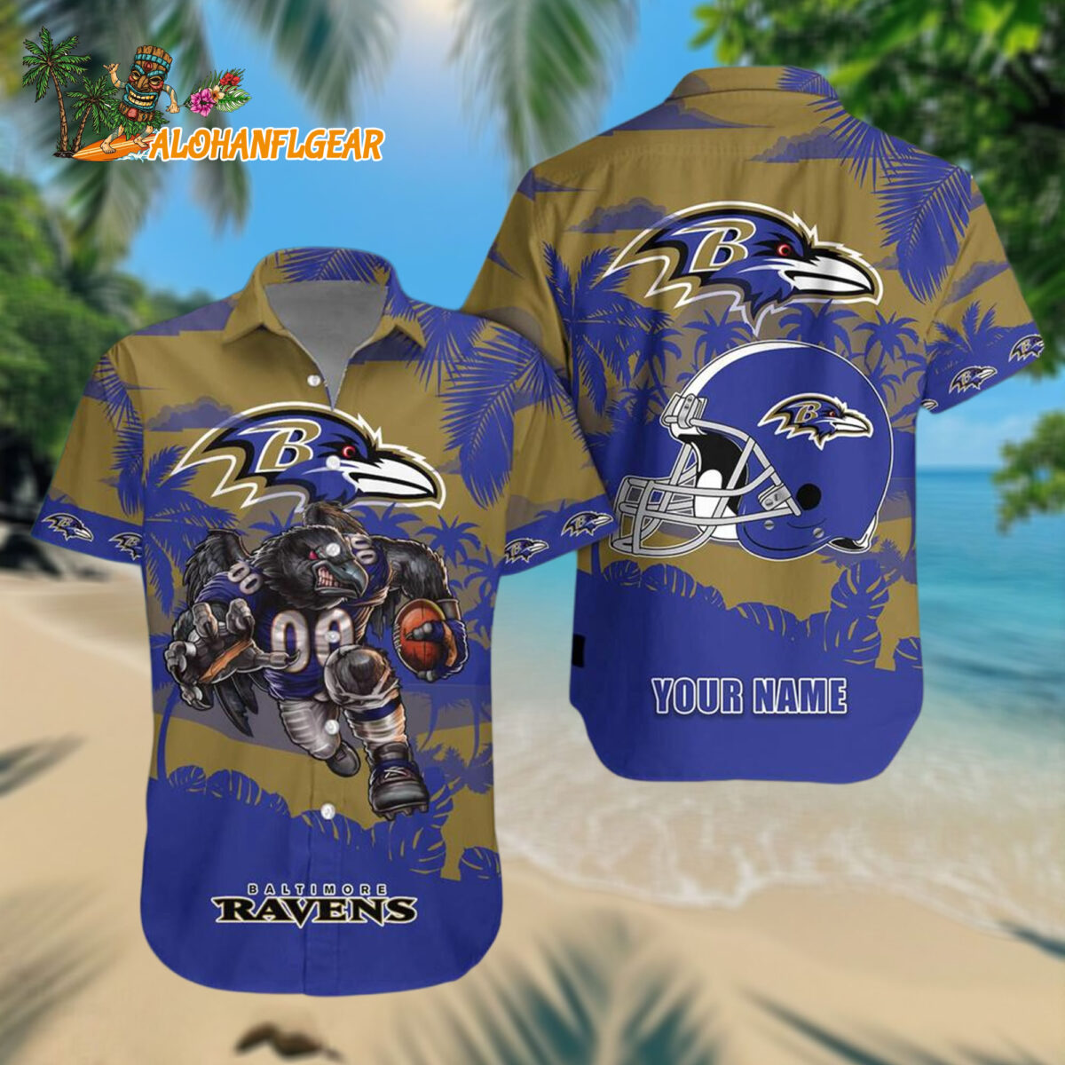 Baltimore Ravens Football Mascot Summer Hawaiianan Shirt