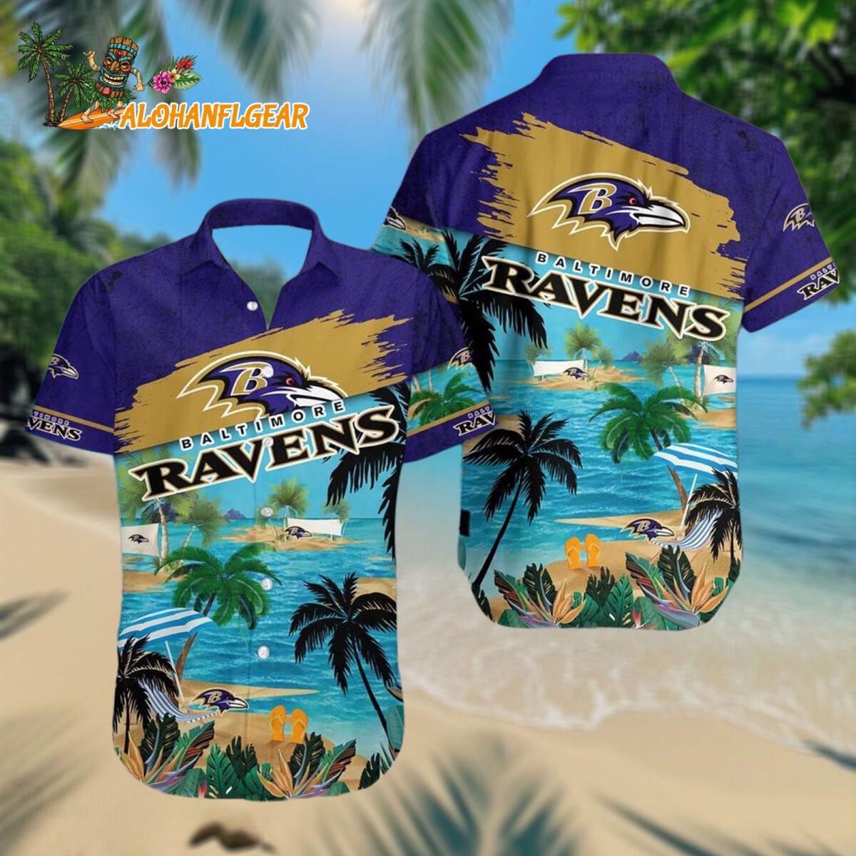 Baltimore Ravens Palm Tree Summer Beach Aloha Hawaiianan Shirt