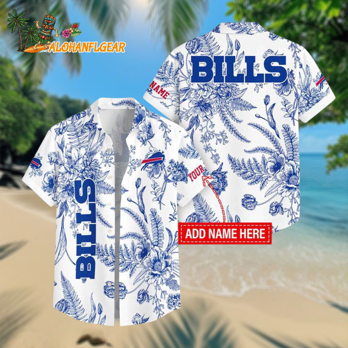 Buffalo Bills Leaf Flower Pattern Personalized Name Hawaiian Shirt