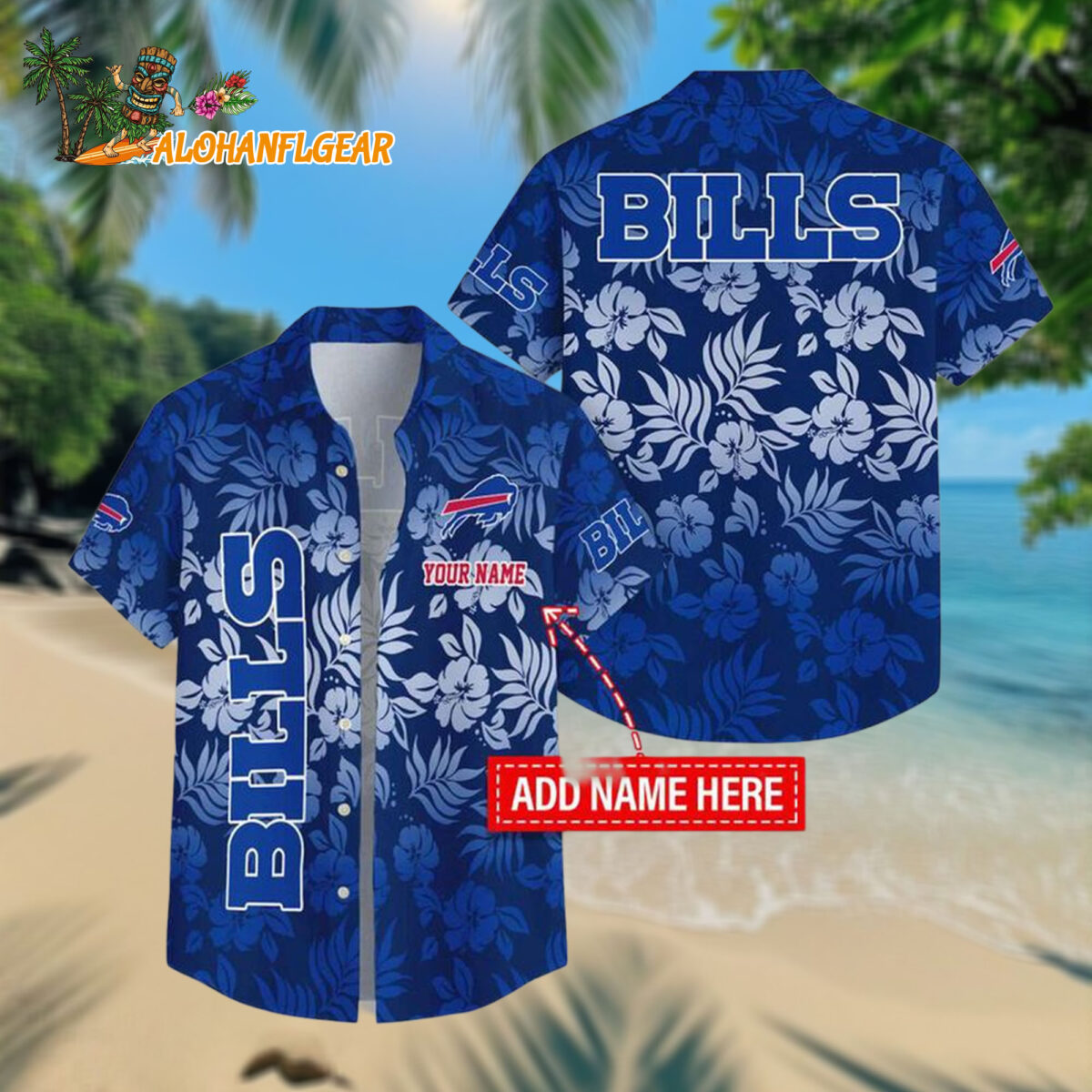 Buffalo Bills Night Flower Pattern Personalized Name Hawaiian Shirt
