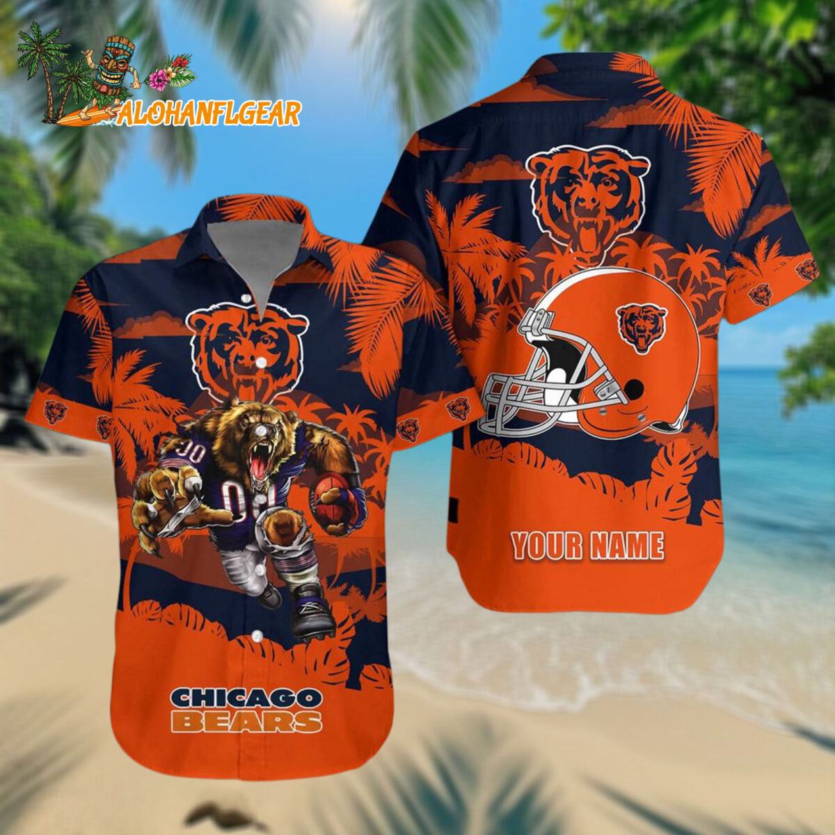Chicago Bears Football Mascot Summer Hawaiianan Shirt