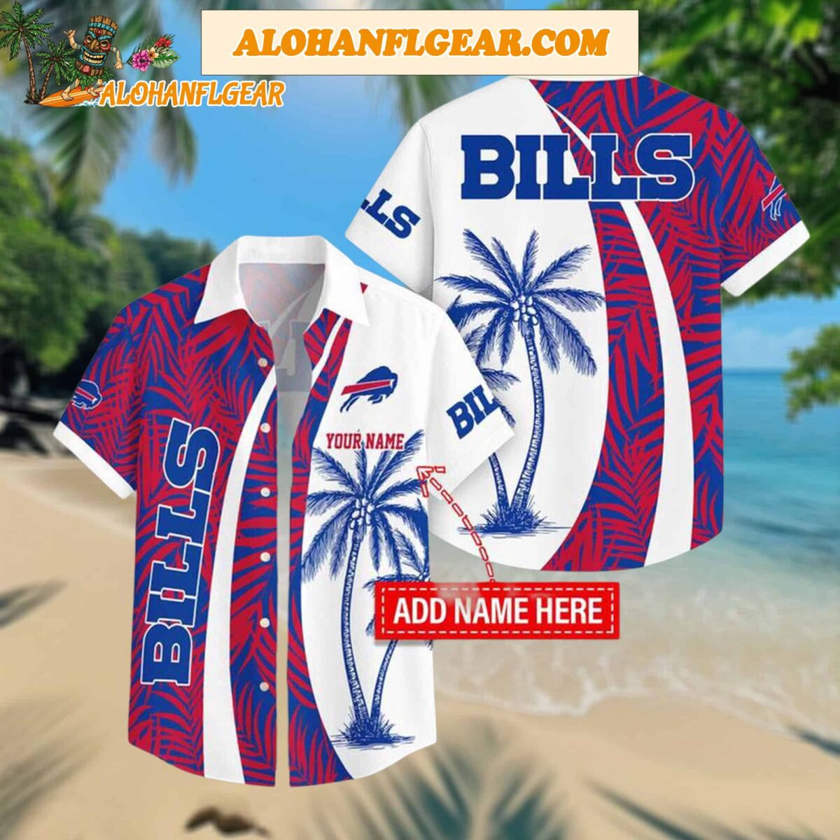 Custom Name Buffalo Bills Coconut Pattern Aloha Hawaiian Shirt 1