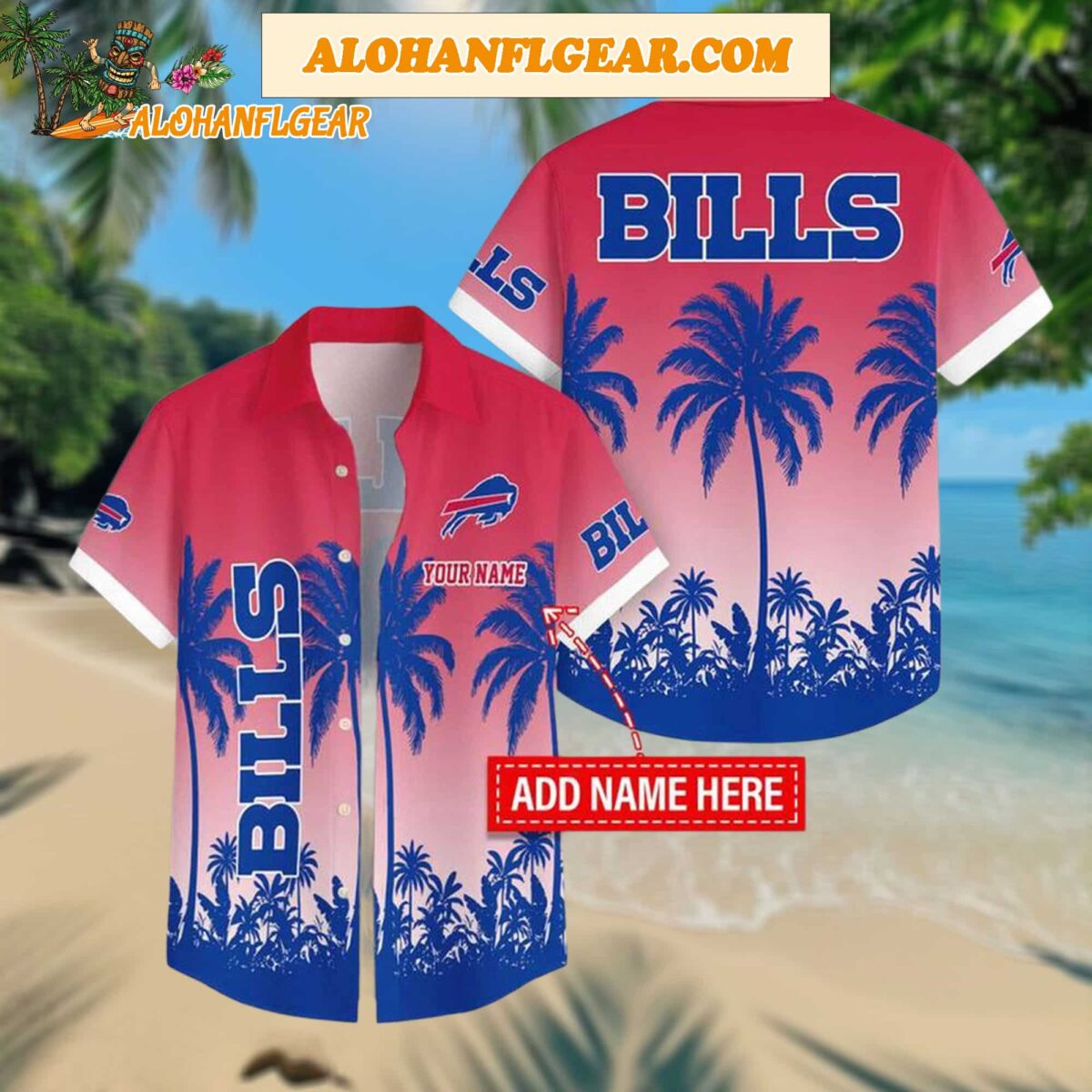 Custom Name Buffalo Bills Flowers Aloha Hawaiian Shirt 1