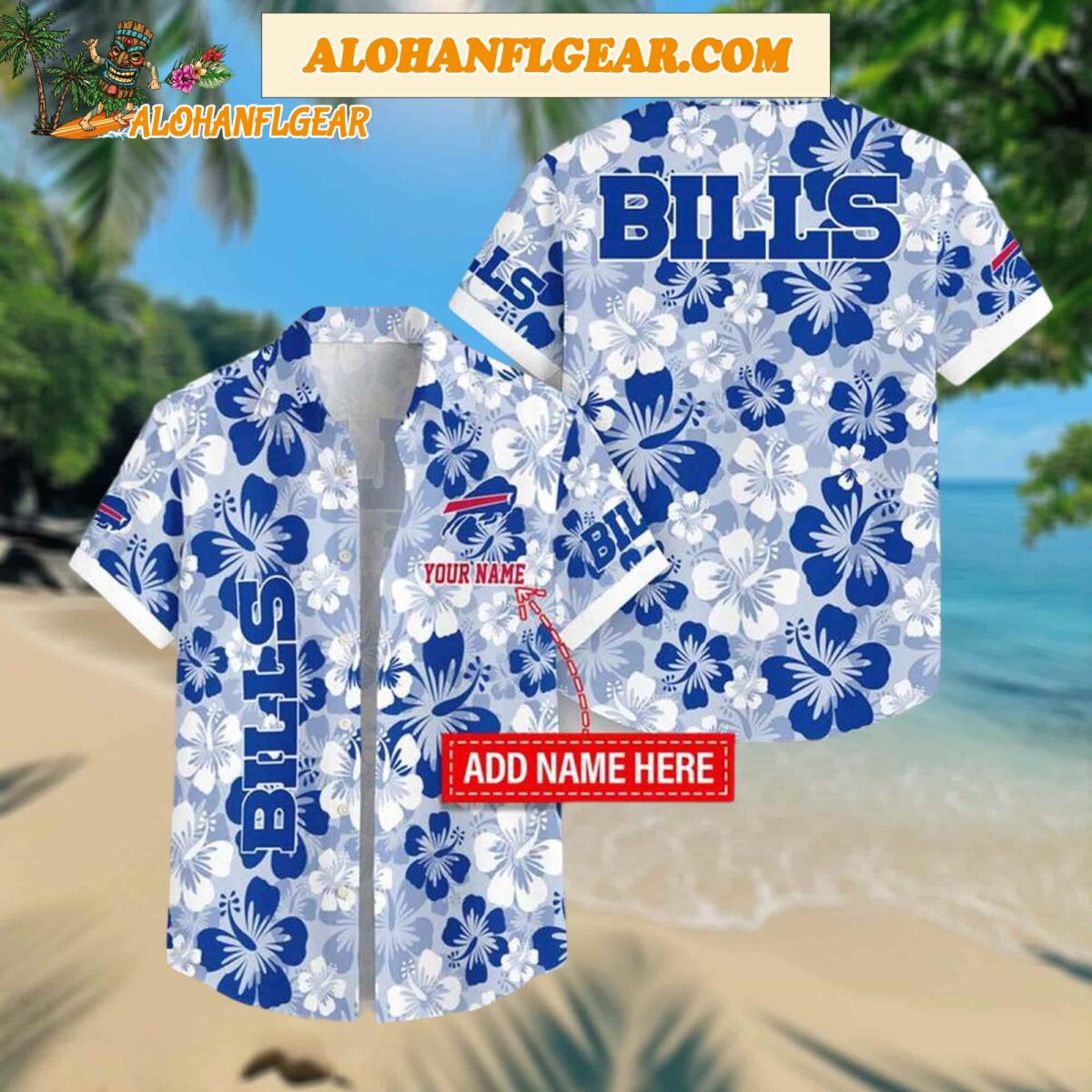 Custom Name Buffalo Bills Flowers Pattern Aloha Hawaiian Shirt 1