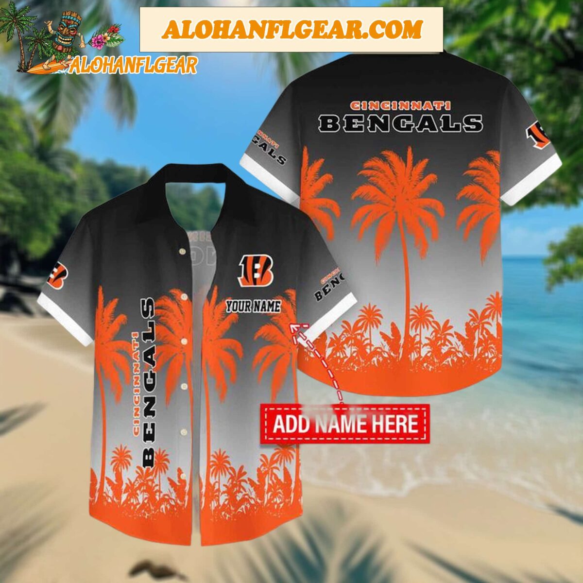Custom Name Cincinnati Bengals Flowers Aloha Hawaiian Shirt 1