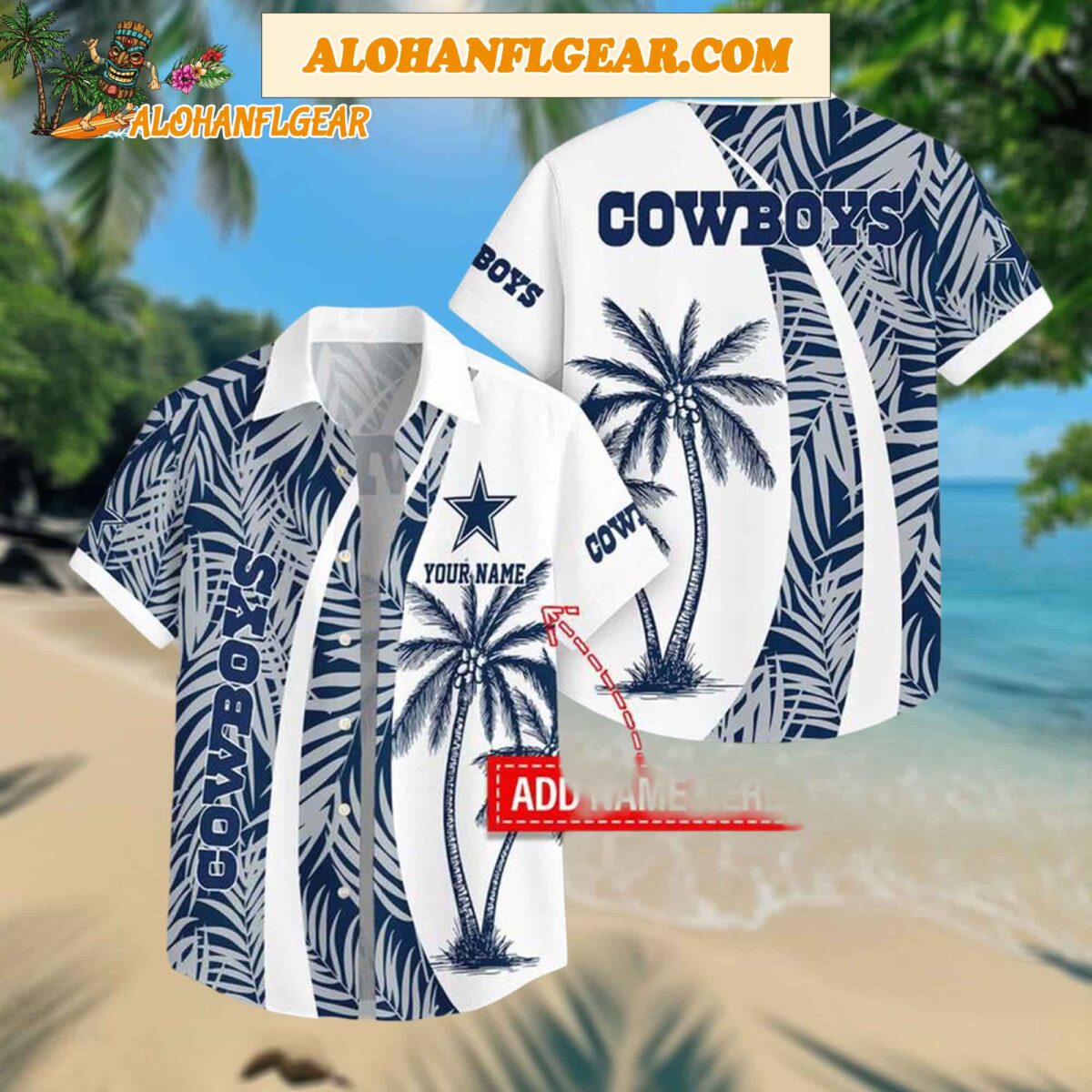 Custom Name Dallas Cowboys Coconut Pattern Aloha Hawaiian Shirt 1