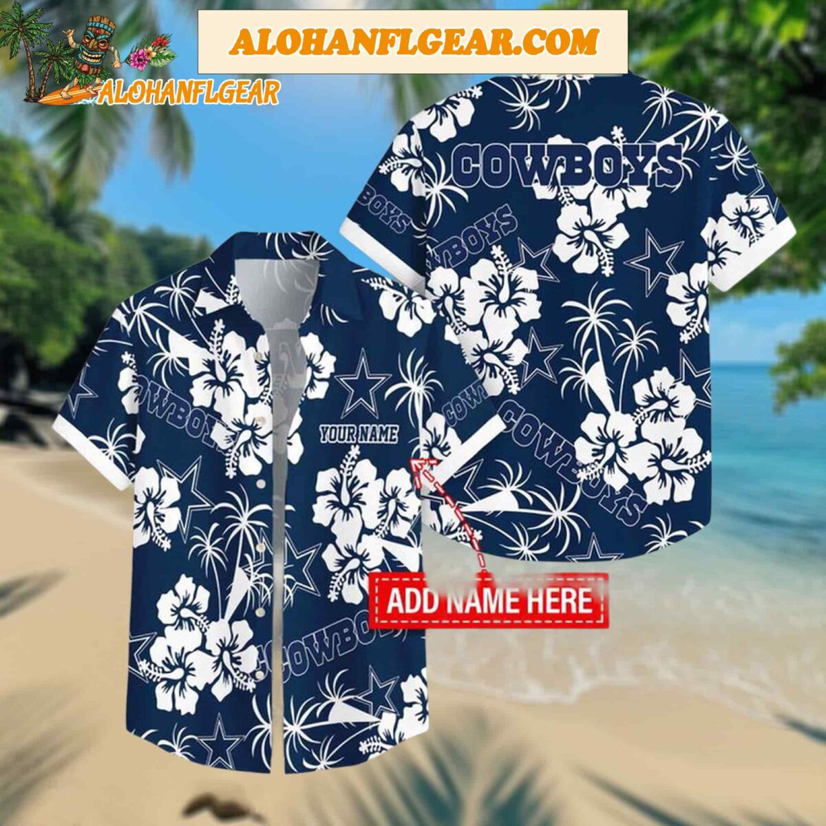 Custom Name Dallas Cowboys Hibicus Aloha Hawaiian Shirt 1