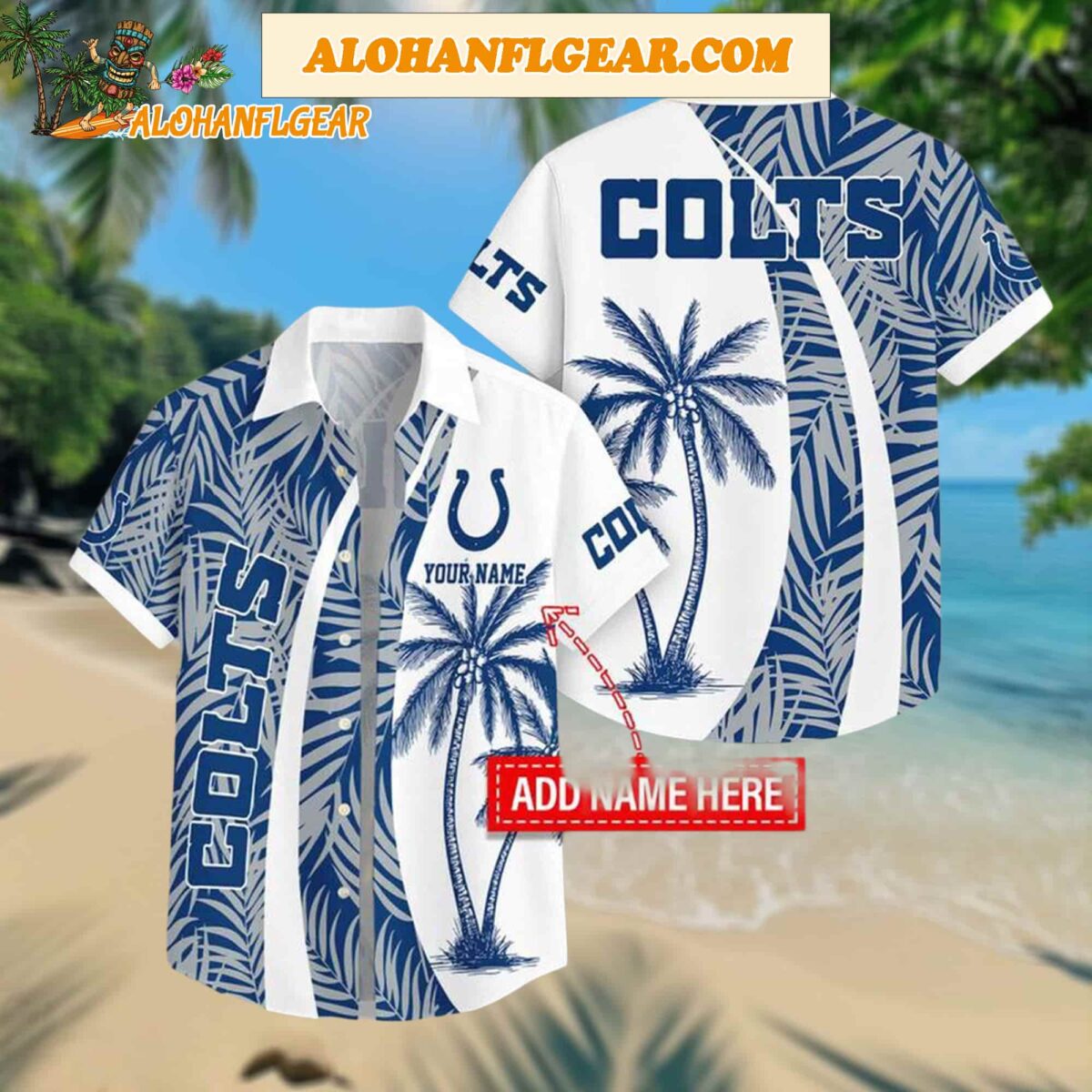 Custom Name Indianapolis Colts Coconut Pattern Aloha Hawaiian Shirt 1