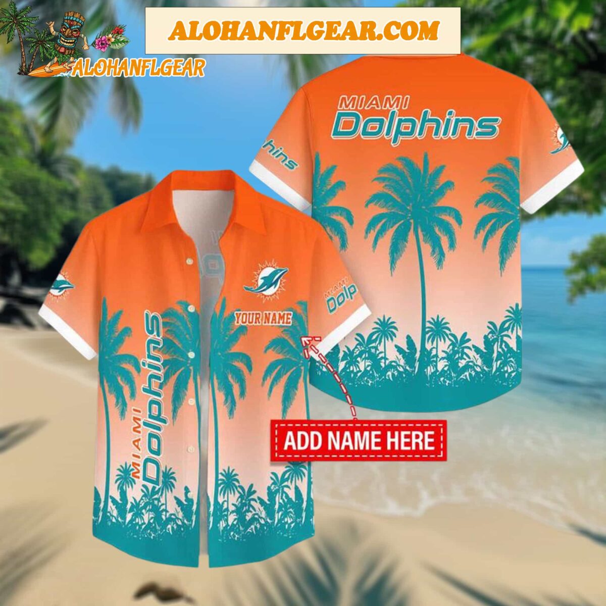 Custom Name Miami Dolphins Flowers Aloha Hawaiian Shirt 1