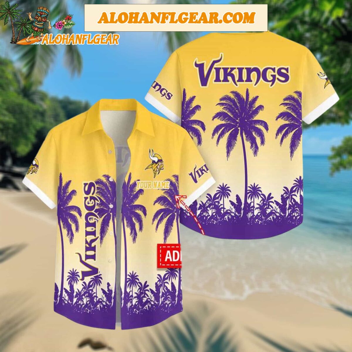 Custom Name Minnesota Vikings Flowers Aloha Hawaiian Shirt 1