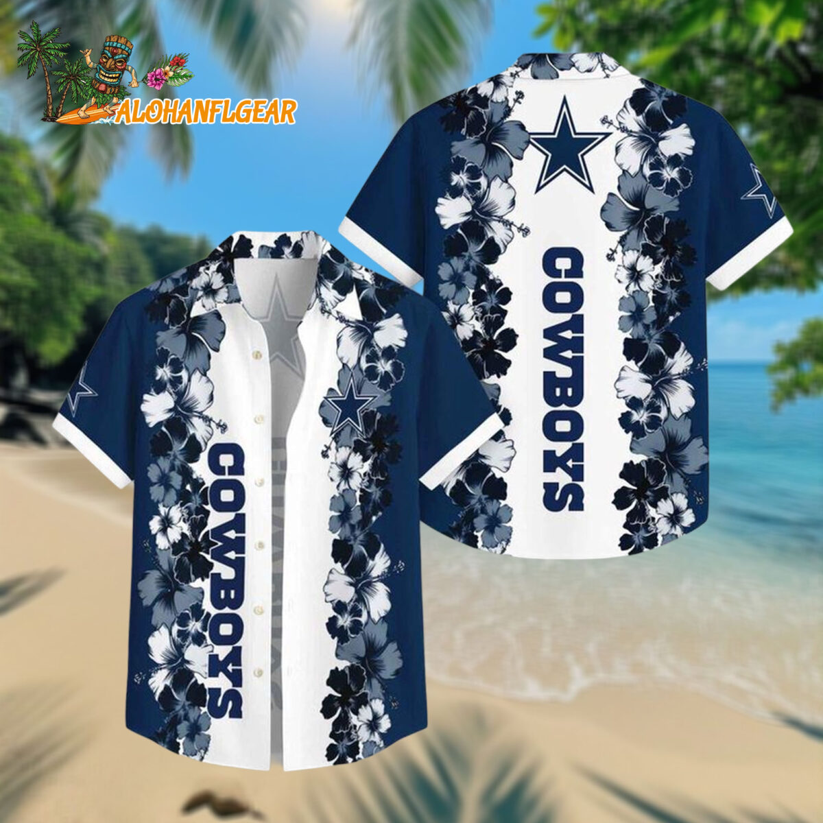 Dallas Cowboys Flower Pattern Summer Beach Aloha Hawaiian Shirt