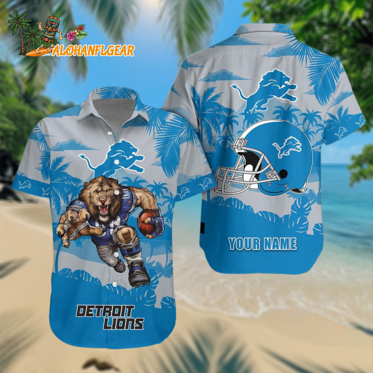 Detroit Lions Football Mascot Summer Hawaiianan Shirt