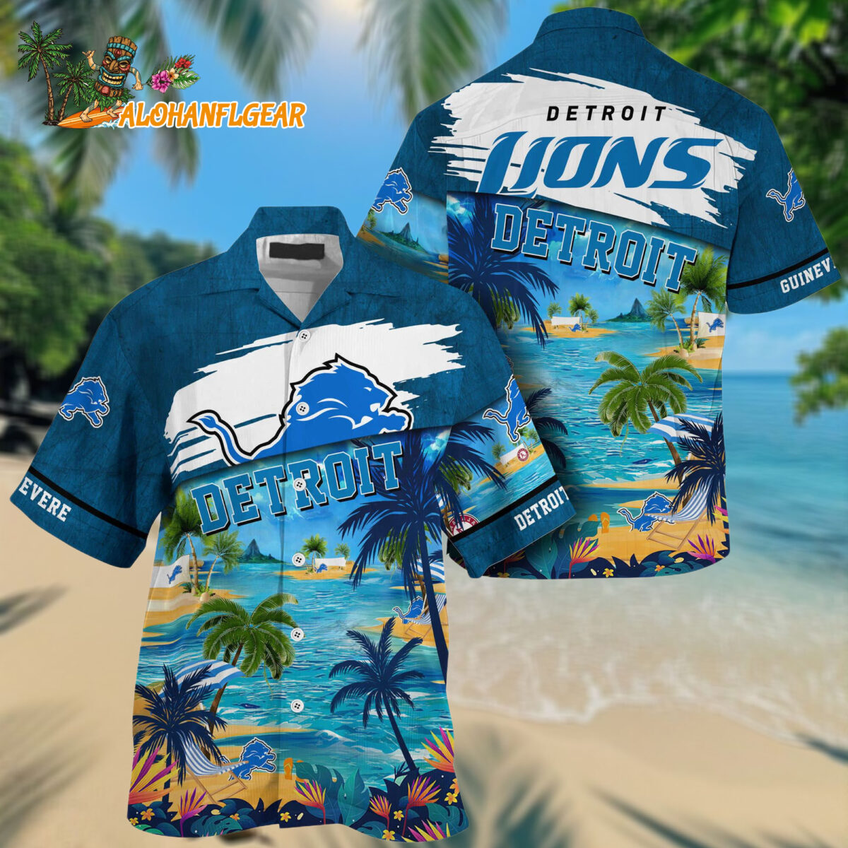 Detroit Lions Palm Tree Hot Summer Hawaiianan Shirt Gifts Sport Fans