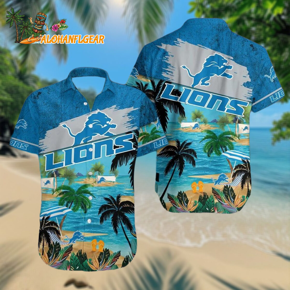 Detroit Lions Palm Tree Summer Beach Aloha Hawaiianan Shirt