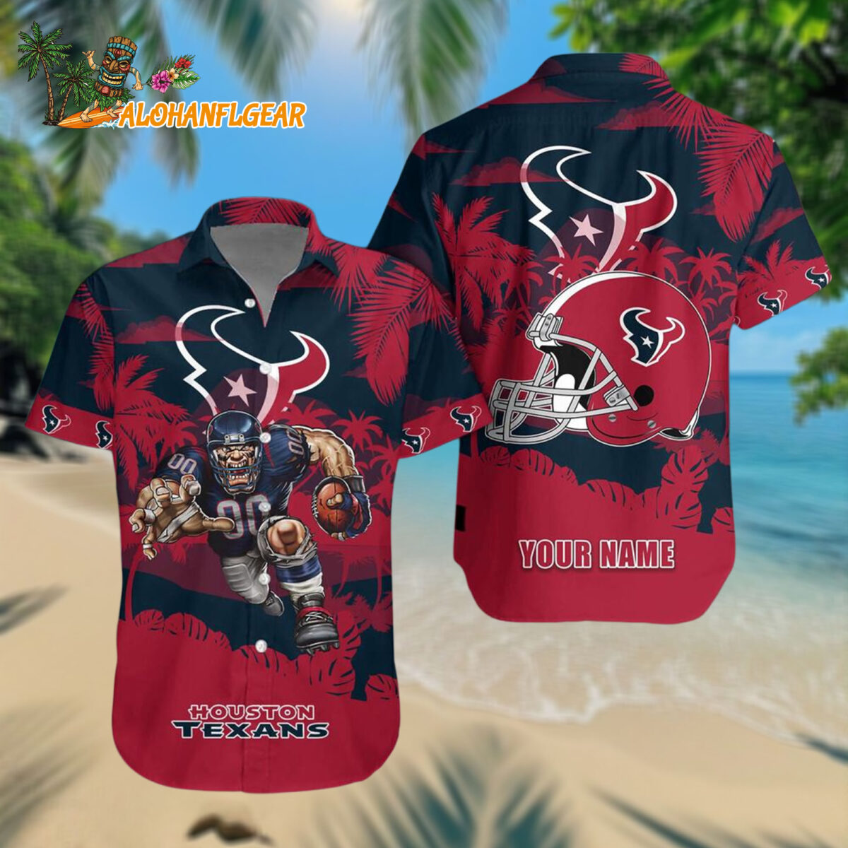 Houston Texans Football Mascot Summer Hawaiianan Shirt