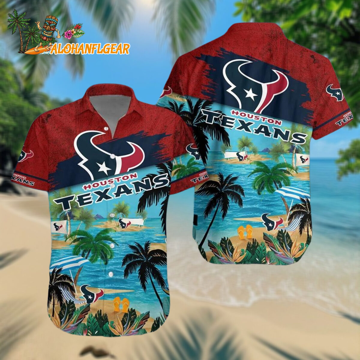 Houston Texans Palm Tree Summer Beach Aloha Hawaiianan Shirt