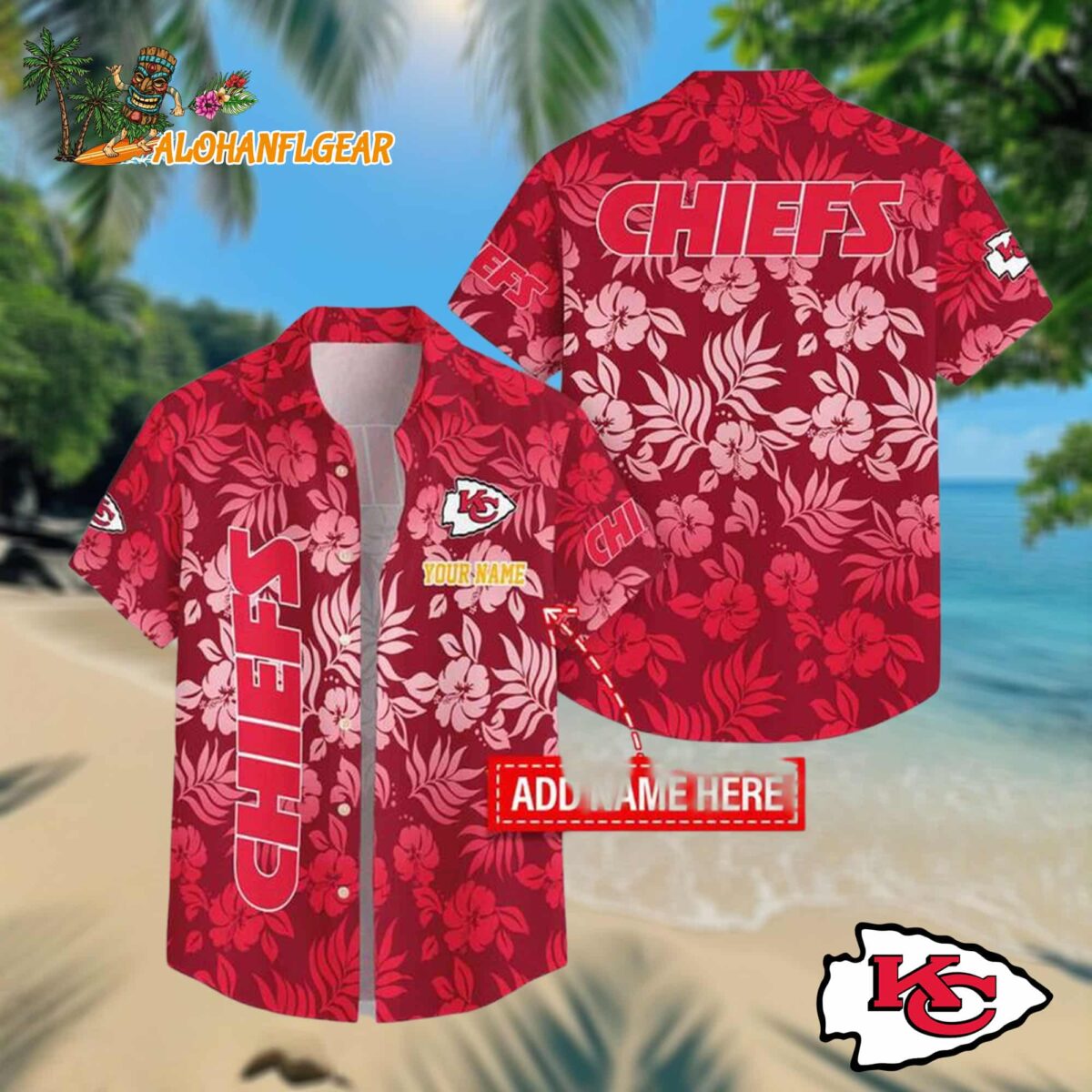 Kansas City Chiefs Night Flower Pattern Personalized Name Hawaii Shirt