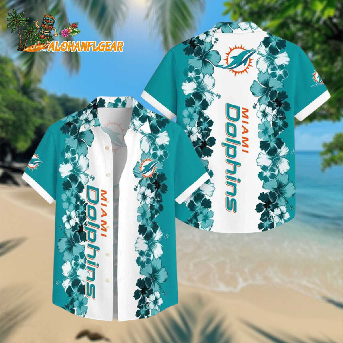 Miami Dolphins Flower Pattern Summer Beach Aloha Hawaiian Shirt