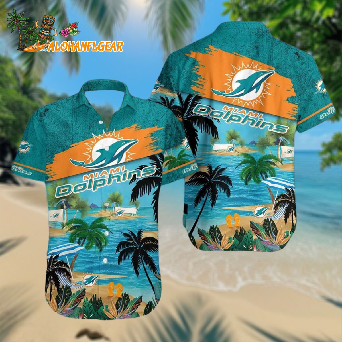 Miami Dolphins Palm Tree Summer Beach Aloha Hawaiianan Shirt
