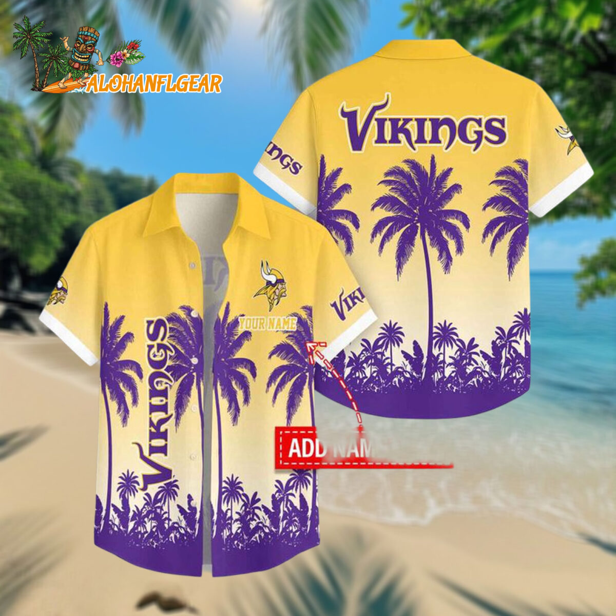 Minnesota Vikings Flower Palm Tree Summer Button Hawaiian Shirt