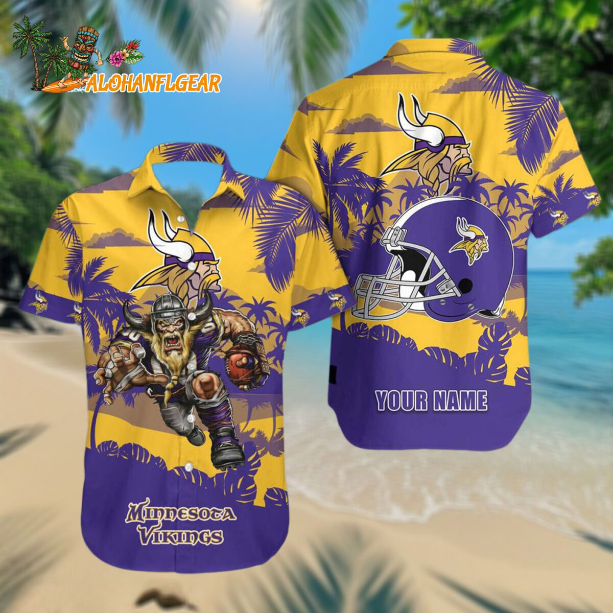 Minnesota Vikings Football Mascot Summer Hawaiianan Shirt