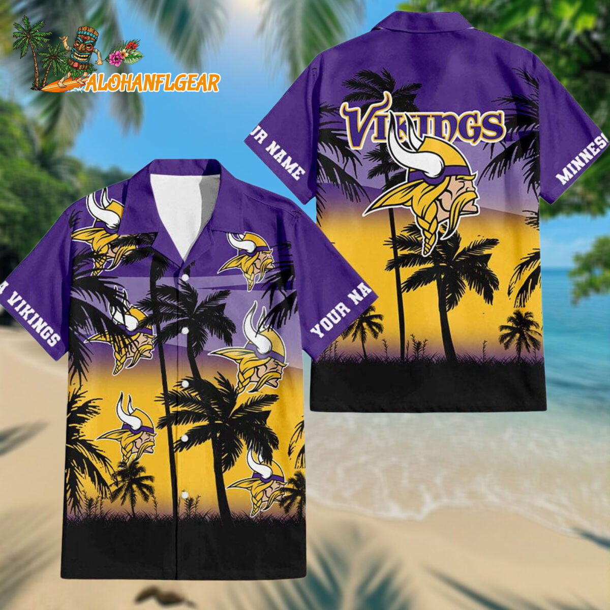 Minnesota Vikings Palm Tree Summer Design Aloha Hawaiianan Shirt