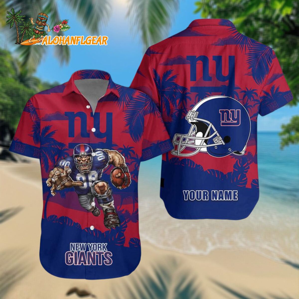 New York Giants Football Mascot Summer Hawaiianan Shirt