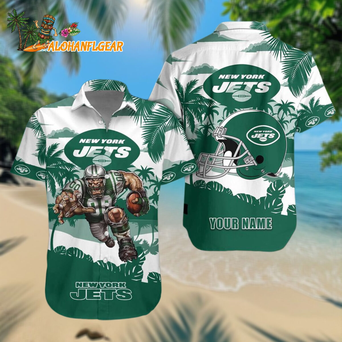New York Jets Football Mascot Summer Hawaiianan Shirt