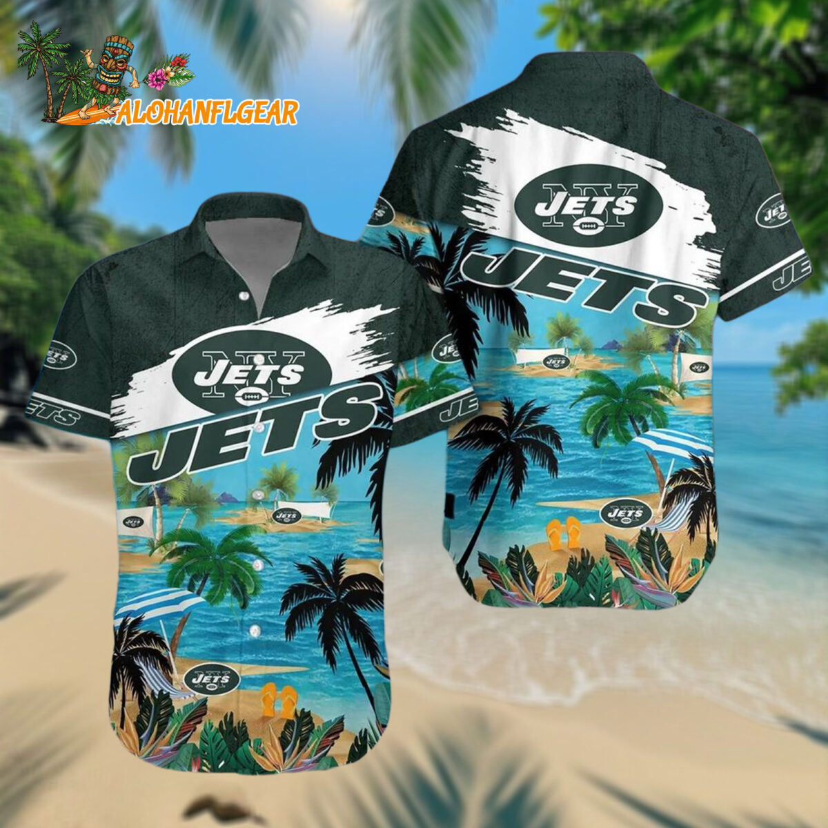 New York Jets Palm Tree Summer Beach Aloha Hawaiianan Shirt
