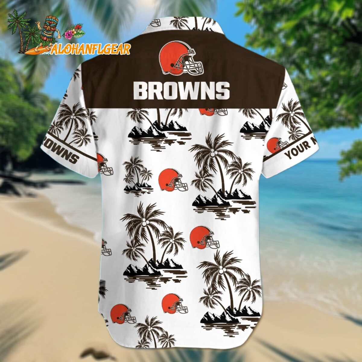 Personalized Cleveland Browns Palm Tree Tropical Summer Hawaiian Shirt 1 Nfl Cleveland Browns Palm Tree Tropical Summer Hawaiian Shirt 2